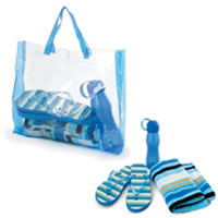 Пляжный набор: сумка, полотенце, бутылка для воды, шлепанцы